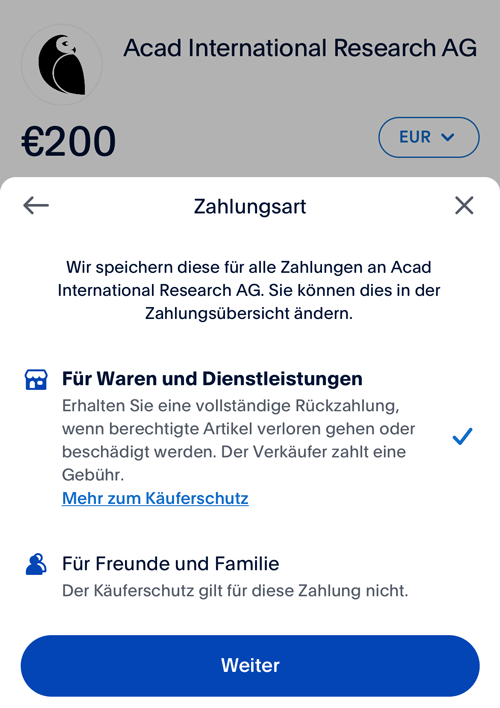 PayPal Achtung