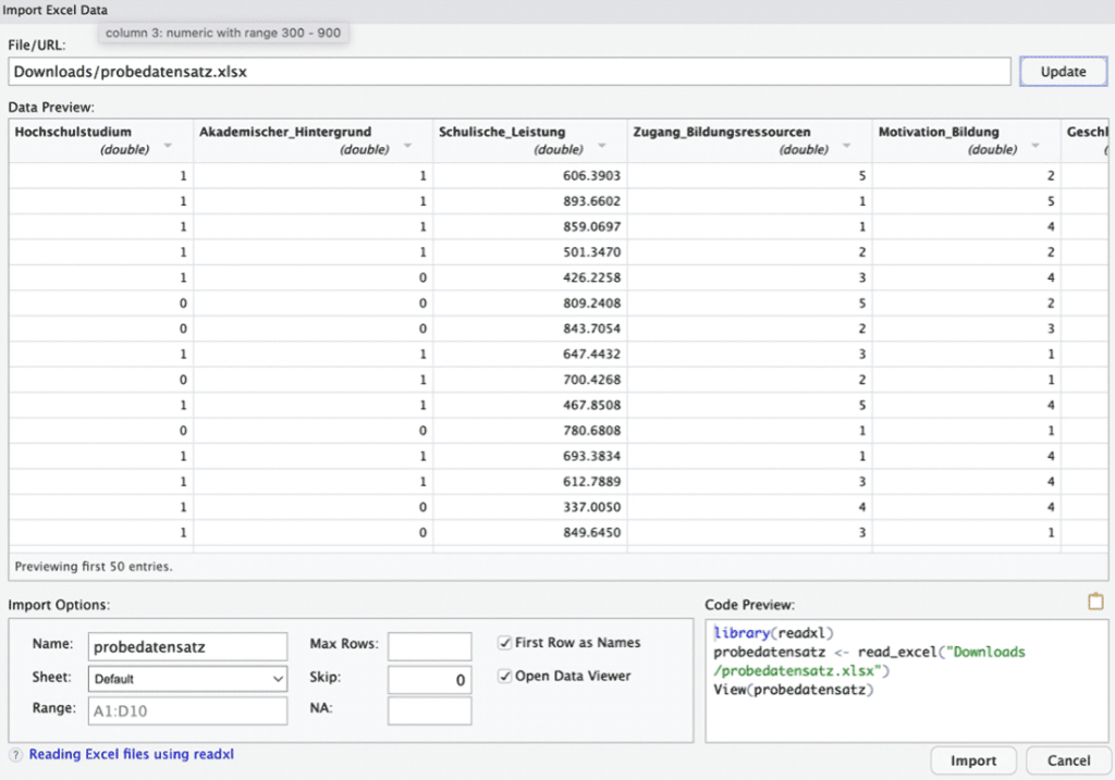 logistische Regression in RStudio