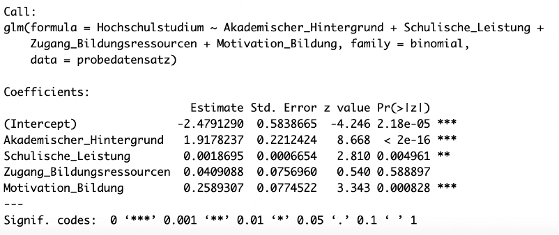 Logistische Regression RStudio