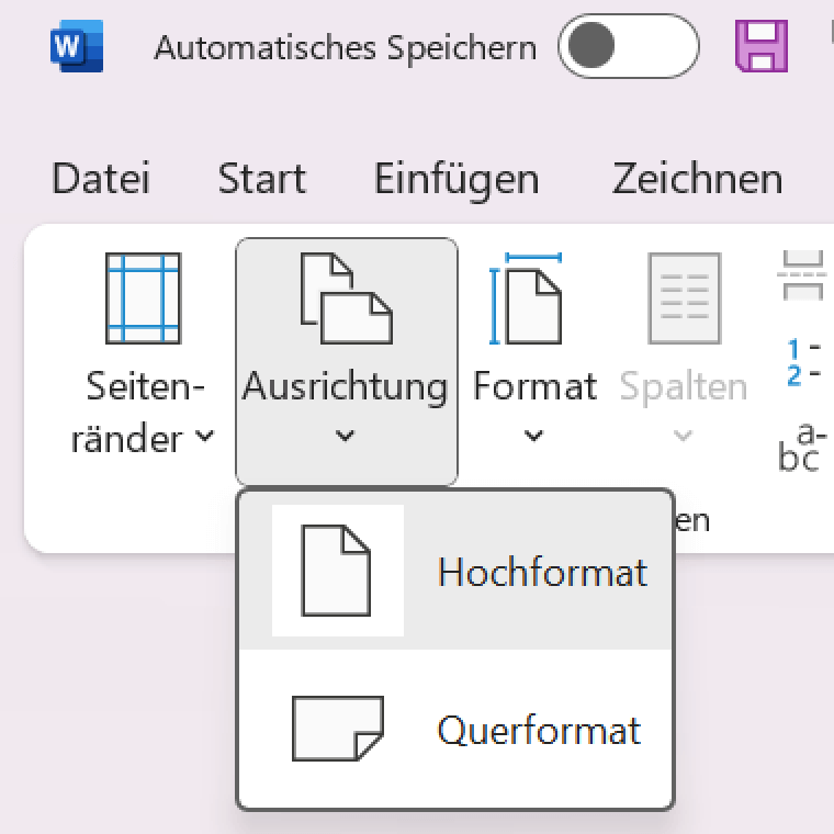 Hoch- und Querformat im selben Dokument